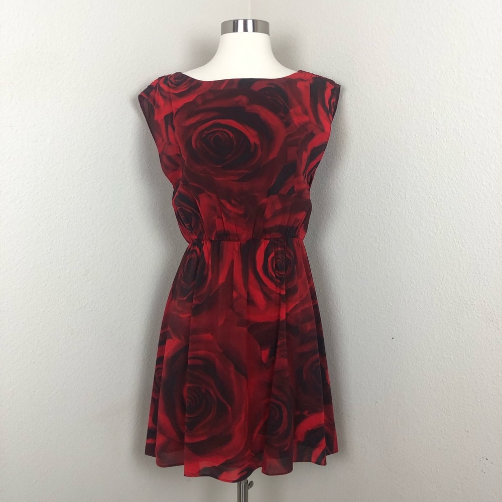 Alice + Olivia Rose Silk Red Dress